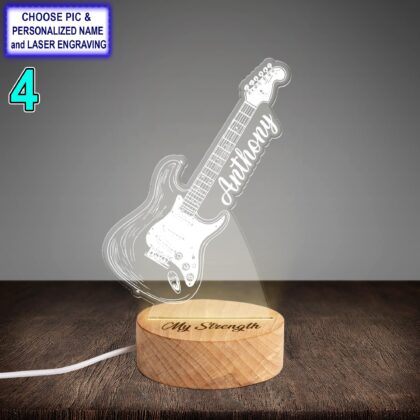 Personalized Electric Guitar Acrylic Night Light with Name Engraving - Image 4