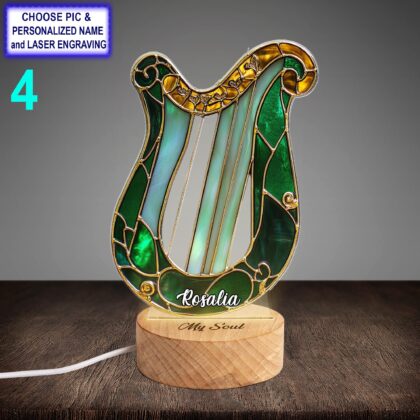 Personalized Irish Harp Acrylic Night Light with Name Engraving - Image 4
