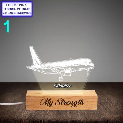 Personalized Passenger Aircraft Acrylic Night Light with Name Engraving