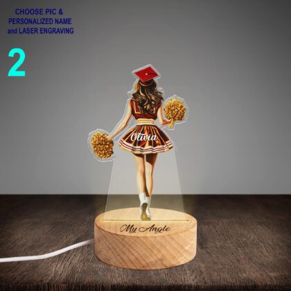 Alternative view of Personalized Cheerleader Acrylic Night Light with Name Engraving