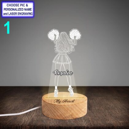 Personalized Cheerleader 2 Aircraft Acrylic Night Light with Name Engraving