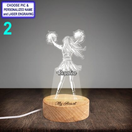 Alternative view of Personalized Cheerleader 2 Aircraft Acrylic Night Light with Name Engraving