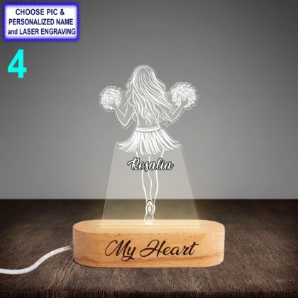 Personalized Cheerleader 2 Aircraft Acrylic Night Light with Name Engraving - Image 4
