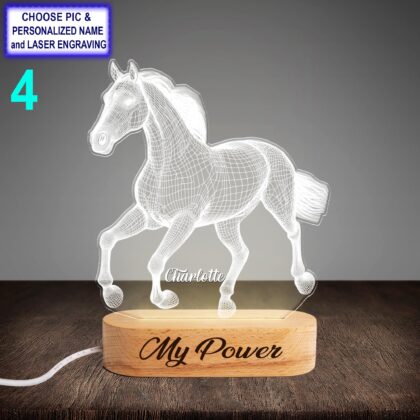 Personalized Horse Acrylic Night Light with Name Engraving - Image 4
