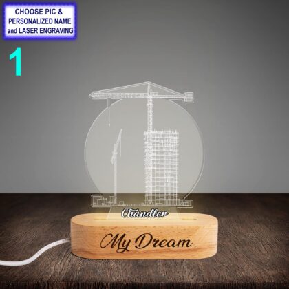 Personalized Civil Engineer Acrylic Night Light with Name Engraving