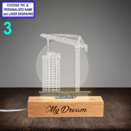 Personalized Civil Engineer Acrylic Night Light with Name Engraving - Image 3
