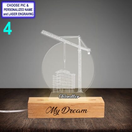 Personalized Civil Engineer Acrylic Night Light with Name Engraving - Image 4