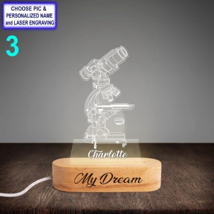 Personalized Microscope Acrylic Night Light with Name Engraving - Image 3