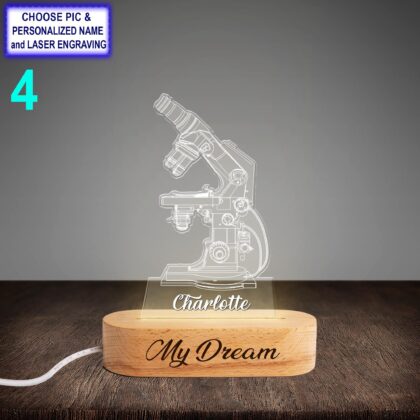 Personalized Microscope Acrylic Night Light with Name Engraving - Image 4