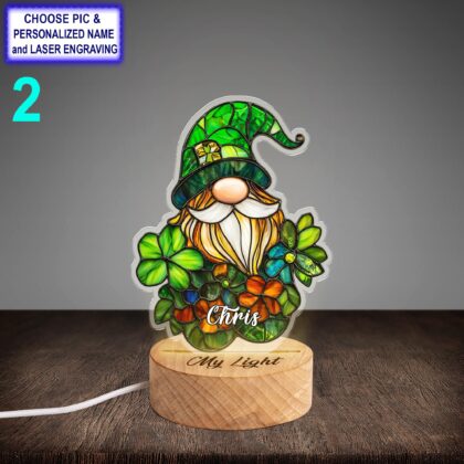 Alternative view of Personalized Shamrock - Ireland Acrylic Night Light with Name Engraving