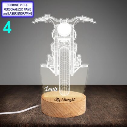 Personalized Motorcycle Acrylic Night Light with Name Engraving - Image 4