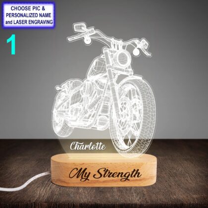 Personalized Motorcycle Acrylic Night Light with Name Engraving