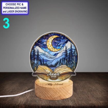 Personalized Night Sky and Book Acrylic Night Light with Name Engraving - Image 3