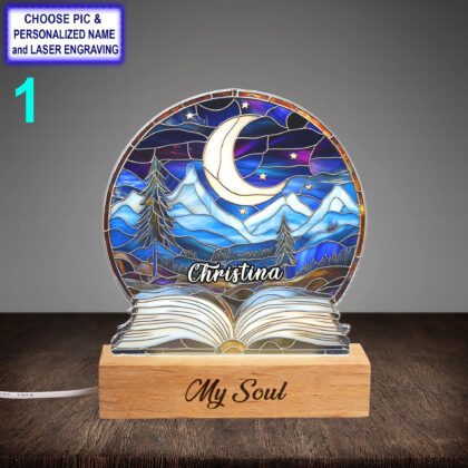 Personalized Night Sky and Book Acrylic Night Light with Name Engraving