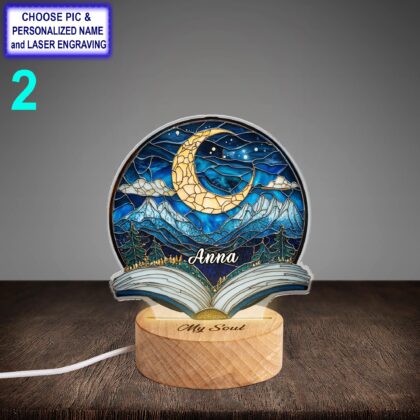 Alternative view of Personalized Night Sky and Book Acrylic Night Light with Name Engraving