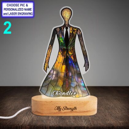 Alternative view of Personalized Slender Man Acrylic Night Light with Name Engraving