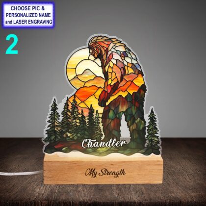 Alternative view of Personalized Colorful Sasquatch Acrylic Night Light with Name Engraving