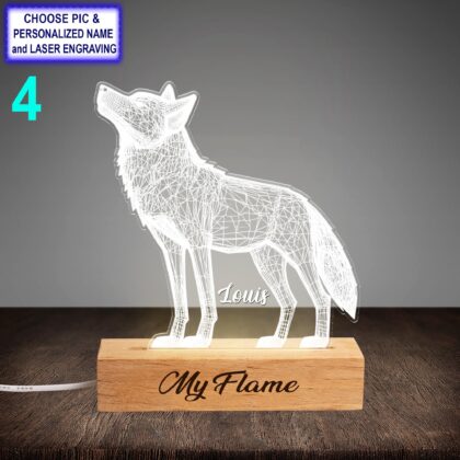 Custom Wolf Night Light – Personalized LED Lamp with Name Engraving - Image 4
