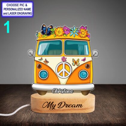 Personalized Hippie Car Night Light – Custom Engraved LED Lamp