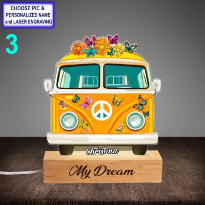 Personalized Hippie Car Night Light – Custom Engraved LED Lamp - Image 3
