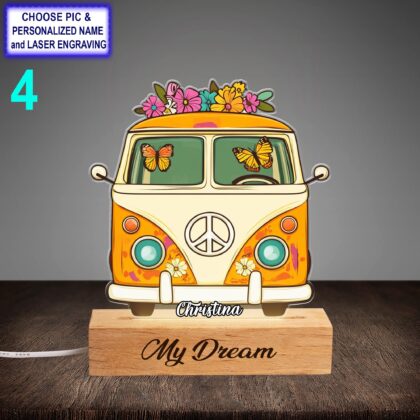 Personalized Hippie Car Night Light – Custom Engraved LED Lamp - Image 4