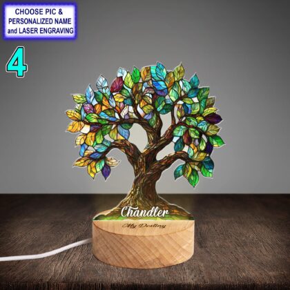 Personalized Laurel Acrylic Night Light with Name Engraving - Image 4