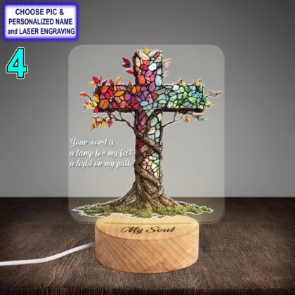 Personalized Chris Cross Acrylic Night Light with Name Engraving - Image 4