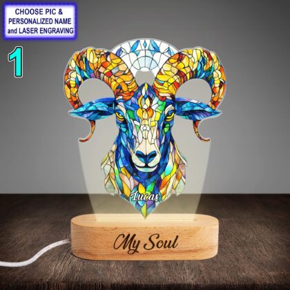 Personalized Capricorn Zodiac Acrylic Night Light with Name Engraving