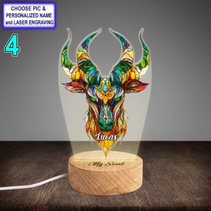 Personalized Capricorn Zodiac Acrylic Night Light with Name Engraving - Image 4