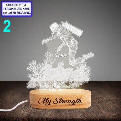 Alternative view of Personalized Diver Acrylic Night Light with Name Engraving