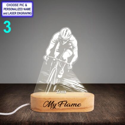 Custom Cyclist Night Light with Name Engraving – Personalized LED Lamp - Image 3