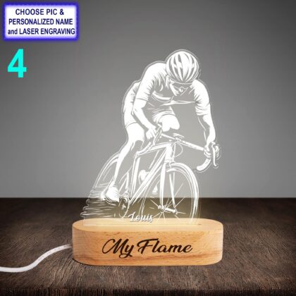 Custom Cyclist Night Light with Name Engraving – Personalized LED Lamp - Image 4