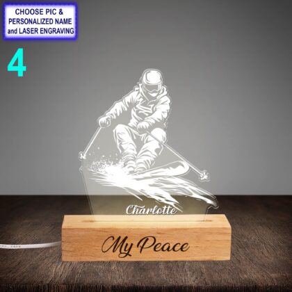 Personalized Skier Night Light – Custom Name Engraved LED Lamp - Image 4