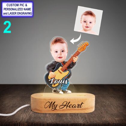 Alternative view of Funny Custom Guitar Night Light – Personalized Musician Lamp