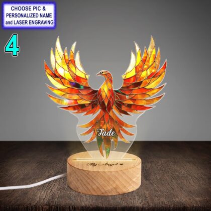 Personalized Colorful Phoenix Acrylic Night Light with Name Engraving - Image 4