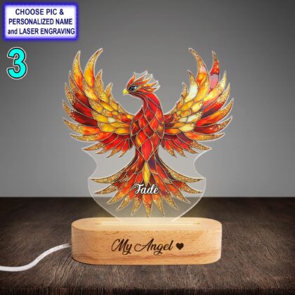 Personalized Colorful Phoenix Acrylic Night Light with Name Engraving - Image 3