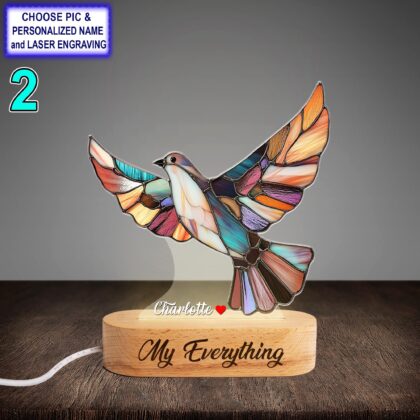 Alternative view of Personalized Beautiful Dove Acrylic Night Light with Name Engraving