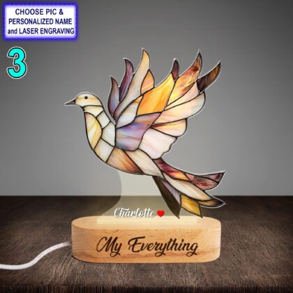 Personalized Beautiful Dove Acrylic Night Light with Name Engraving - Image 3