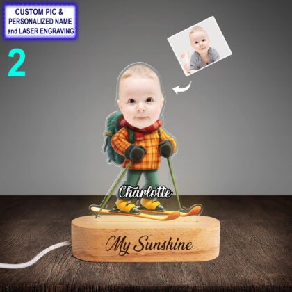 Alternative view of Funny Custom Skiing Night Light – Personalized Winter Sports Lamp