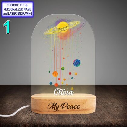 Personalized Solar System Colorful Acrylic Night Light with Name Engraving