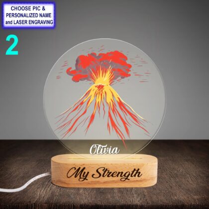 Alternative view of Personalized Volcano Acrylic Night Light with Name Engraving