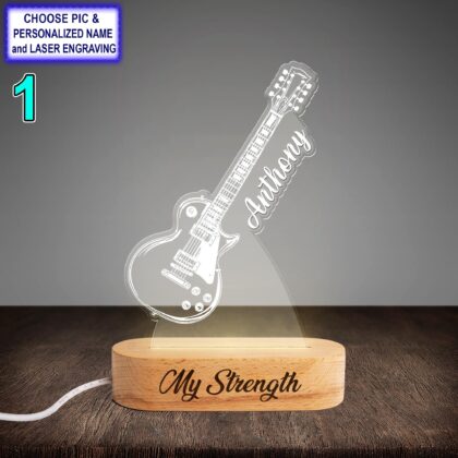 Personalized Electric Guitar Acrylic Night Light with Name Engraving