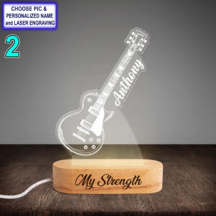 Alternative view of Personalized Electric Guitar Acrylic Night Light with Name Engraving