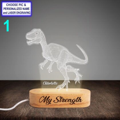 Personalized Velociraptor Acrylic Night Light with Name Engraving