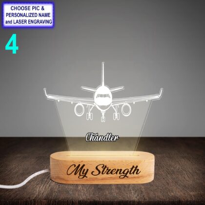 Personalized Passenger Aircraft Acrylic Night Light with Name Engraving - Image 4