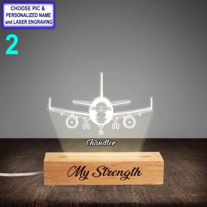 Alternative view of Personalized Passenger Aircraft Acrylic Night Light with Name Engraving
