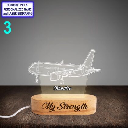 Personalized Passenger Aircraft Acrylic Night Light with Name Engraving - Image 3