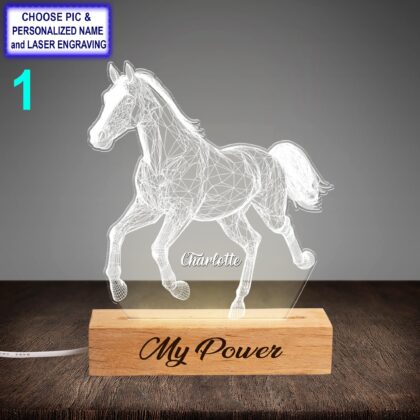 Personalized Horse Acrylic Night Light with Name Engraving