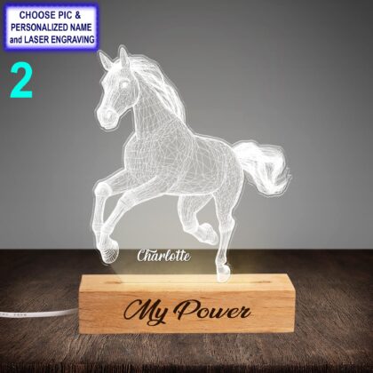 Alternative view of Personalized Horse Acrylic Night Light with Name Engraving