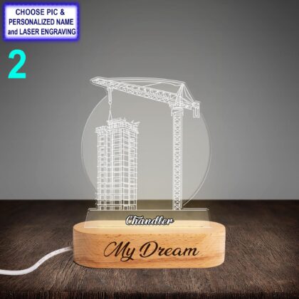 Alternative view of Personalized Civil Engineer Acrylic Night Light with Name Engraving